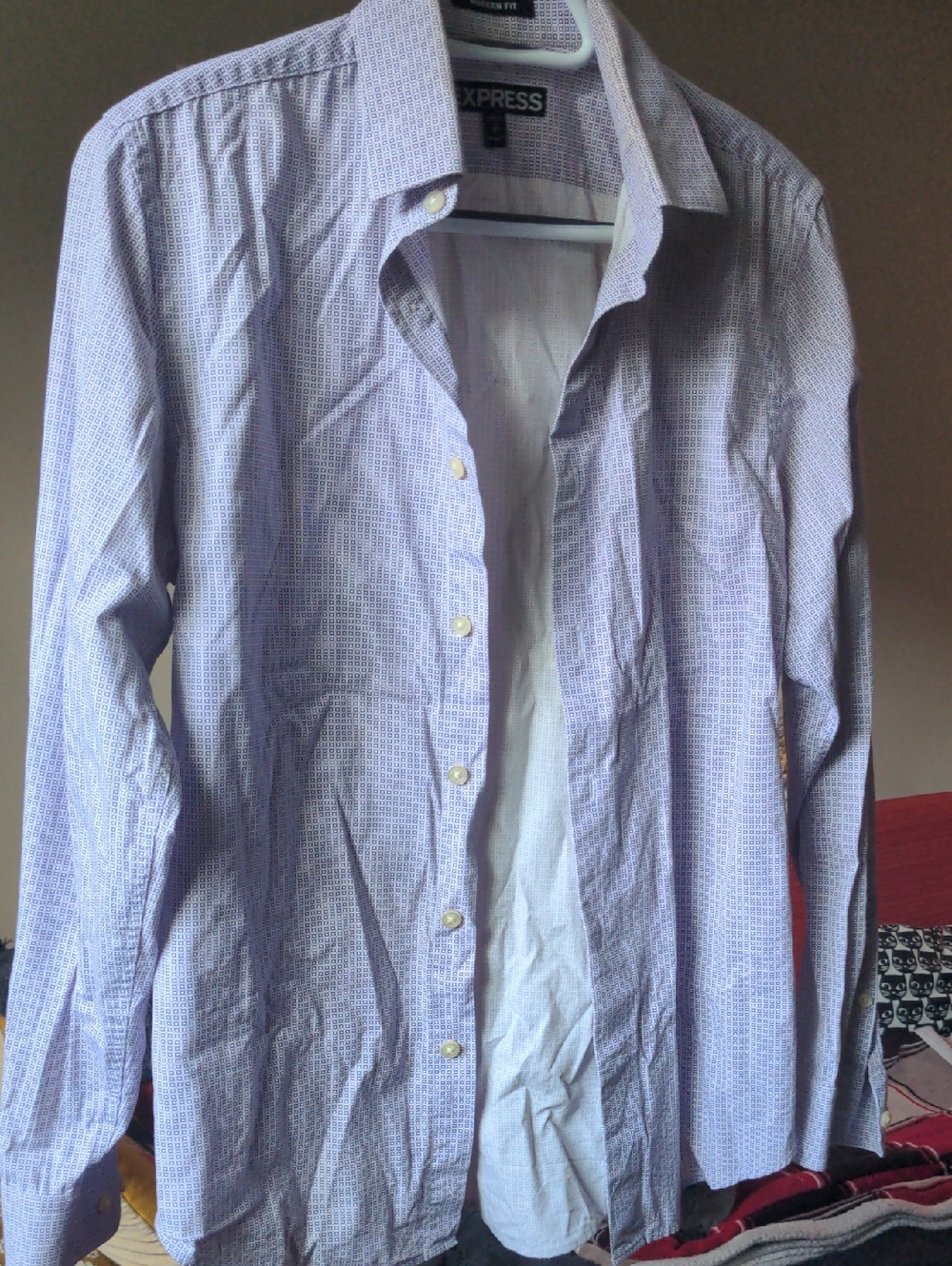 Express Men's Light Purple Micro-Pattern Dress Shirt